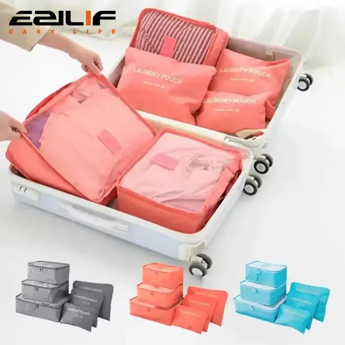Ensemble de 6 cubes de rangement de voyage pliables, sacs de rangement pour vêtements, organisateur de bagages portable, pochette pour vêtements, sous-vêtements, chaussures