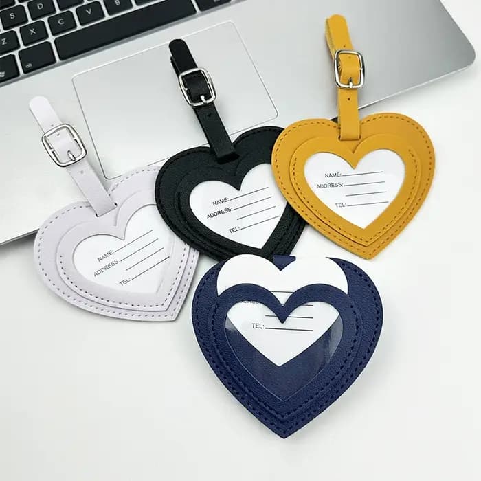 Étiquette de bagage personnalisée en cuir PU avec nom et lettres DIY