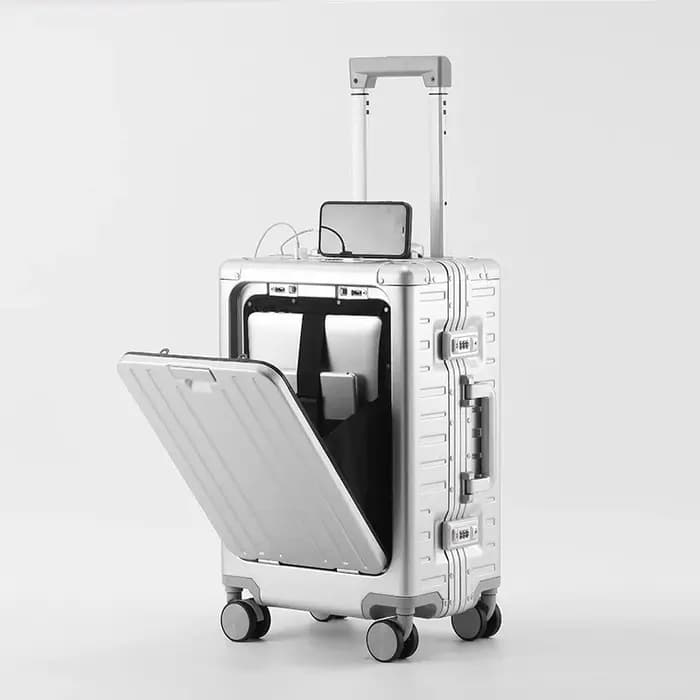 KLQDZMS valise ouverture avant boîte d'embarquement entièrement en aluminium alliage de magnésium bo