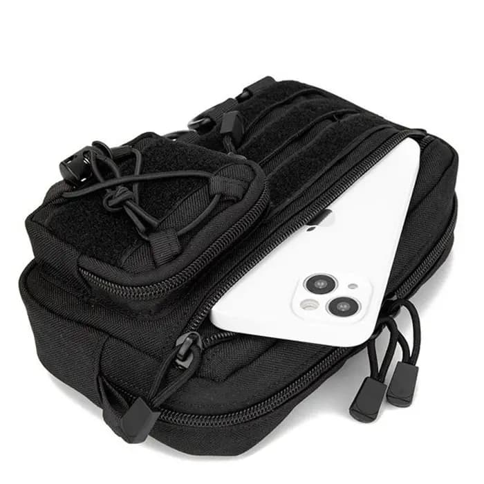 Pochette d'administration horizontale tactique Molle avec poche avant à cordon