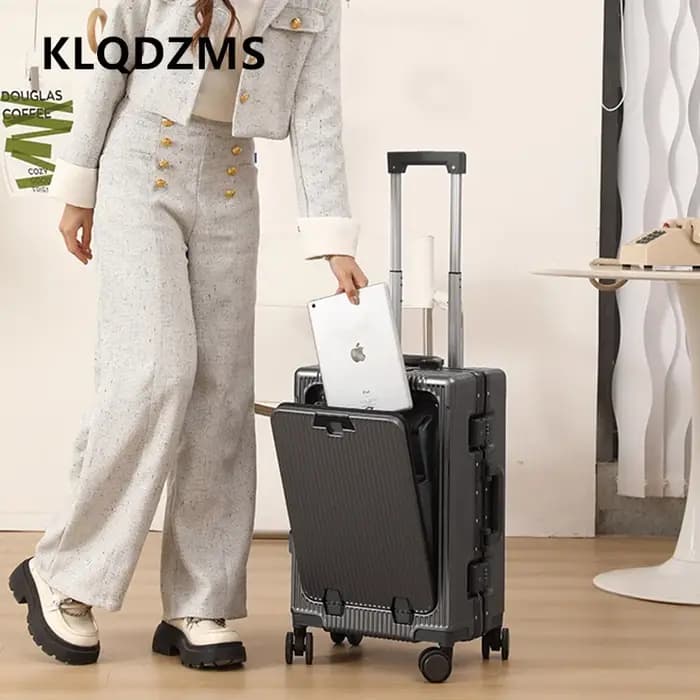 KLQDZMS valise pour ordinateur portable chargement USB valise d'embarquement PC ouverture avant cadr