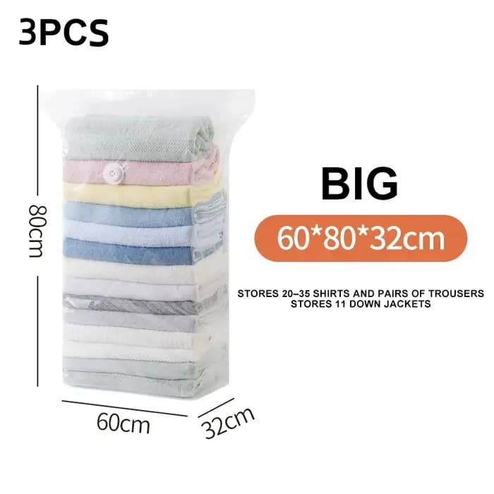 Sac de rangement sous vide sans pompe pour vêtements