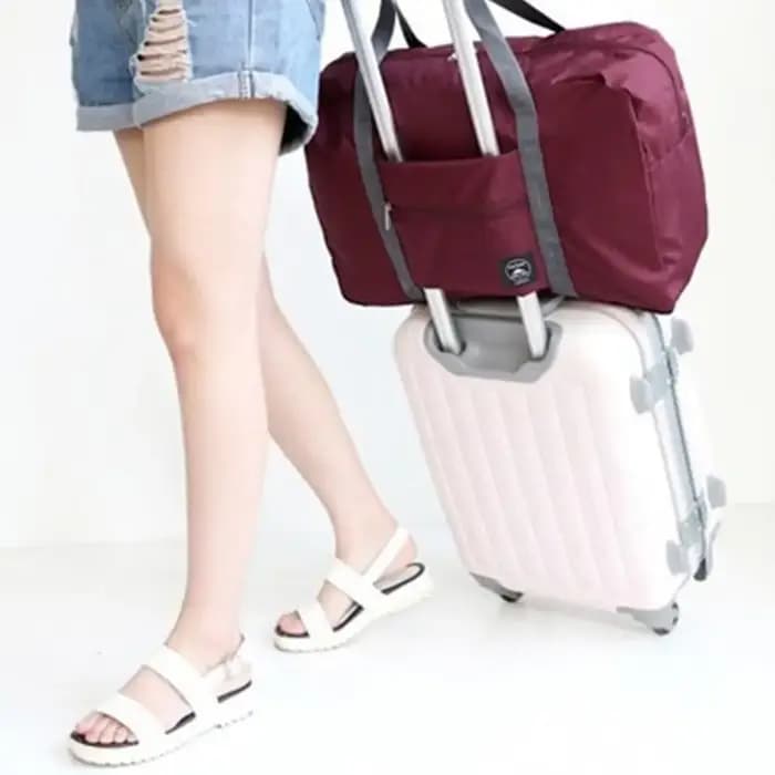 Sac de voyage grande capacité pliable, sac de rangement léger et portable pour poignée de valise