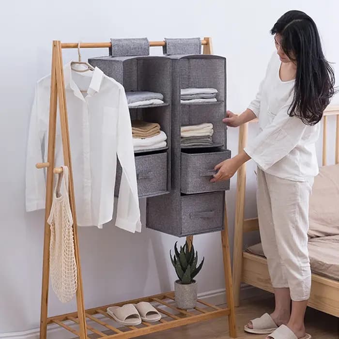 Sac de rangement suspendu en coton et lin