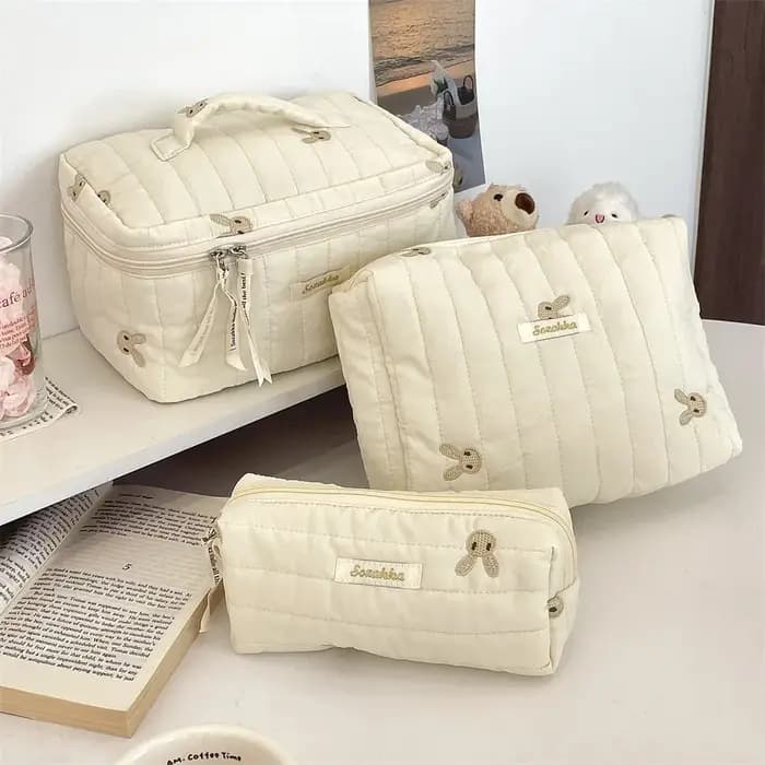 4 sacs de rangement multifonctionnels brodés motif lapin mignon pour articles de bébé