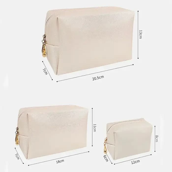 Sacs à cosmétiques en cuir PU avec fermeture éclair pour femme