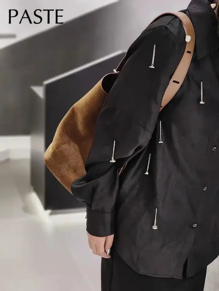Sac à main en cuir de vachette suédé pour femme