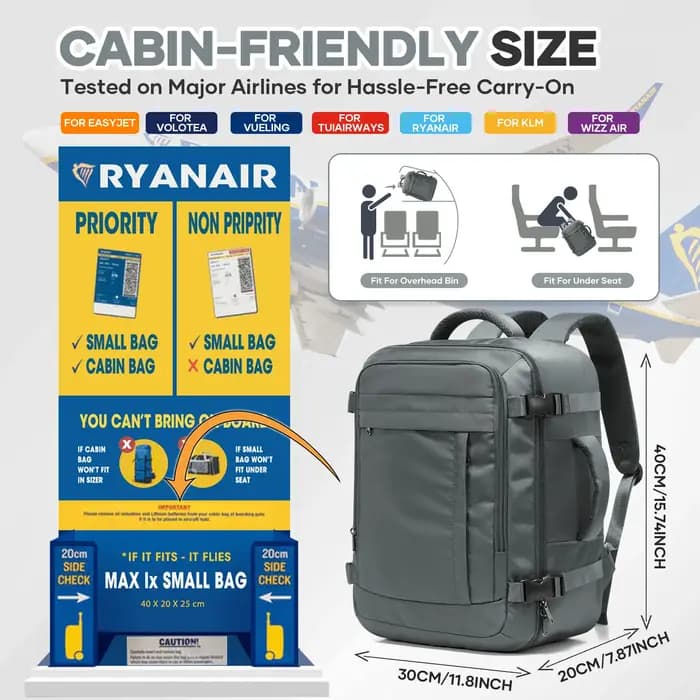 Ryanair sacs de cabine 40x30x20 sac à dos de voyage sous le siège