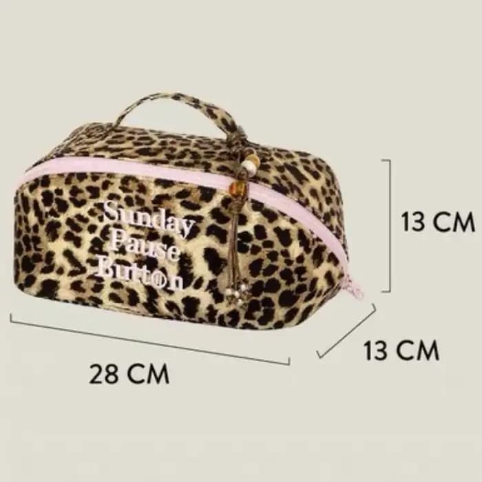 Sac de maquillage pour femme à imprimé léopard