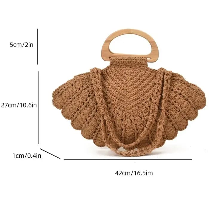 Sac à bandoulière décontracté en crochet tressé en forme de coquillage