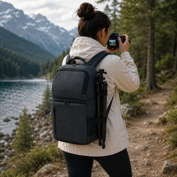 Sac à dos pour appareil photo reflex numérique avec trou pour écouteurs