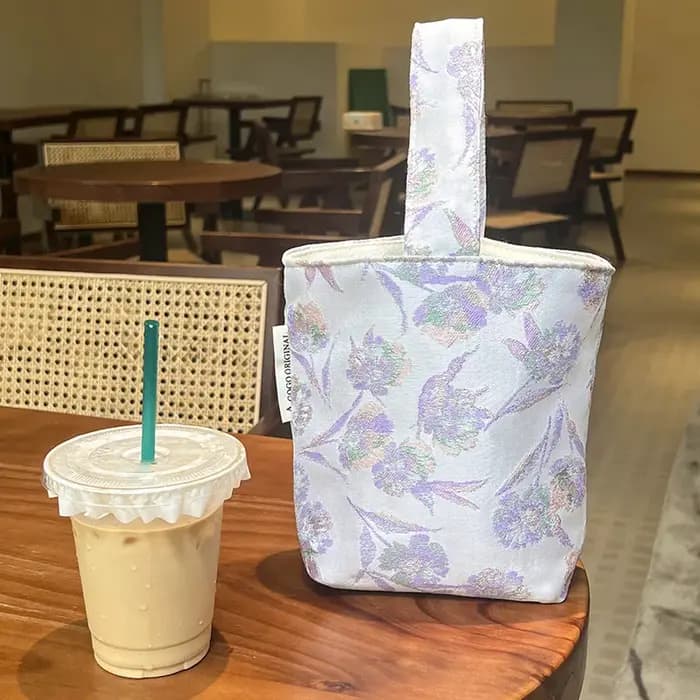 Sac fourre-tout mini en jacquard floral violet