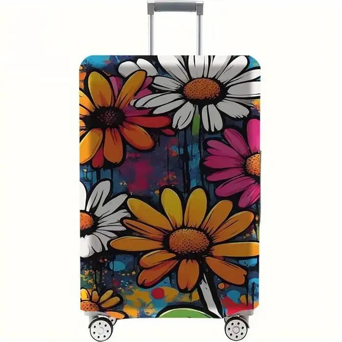 Housse de bagage à motif marguerite – un accessoire de voyage anti-poussière et extensible