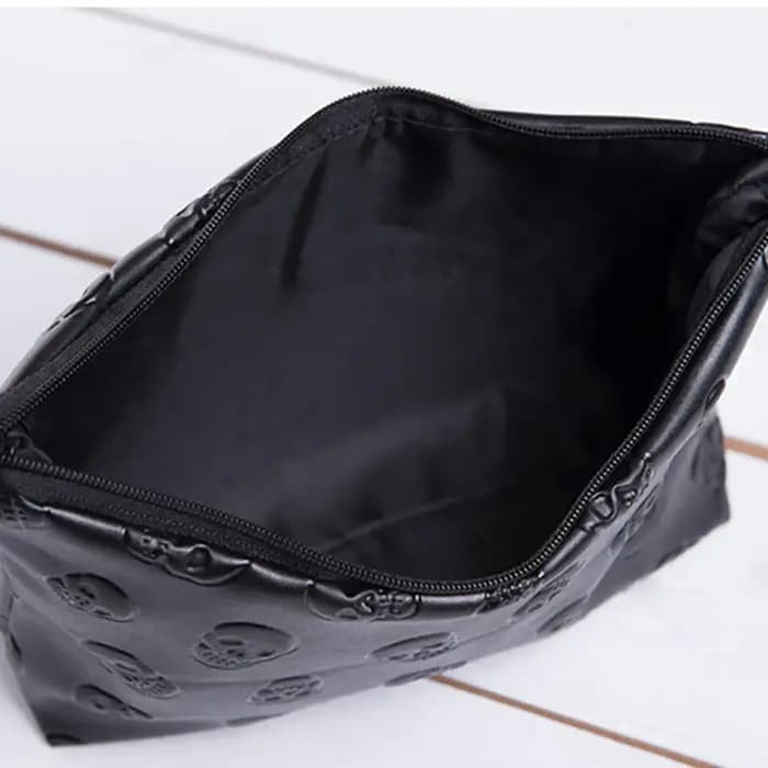 Sac à cosmétiques en cuir PU imperméable, sac de maquillage, organisateur de voyage pour cosmétiques, trousse de toilette, sacs de rangement pour maquillage, noir
