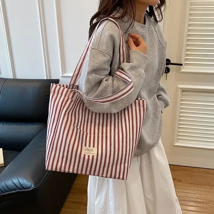 Sac fourre-tout en toile à rayures verticales