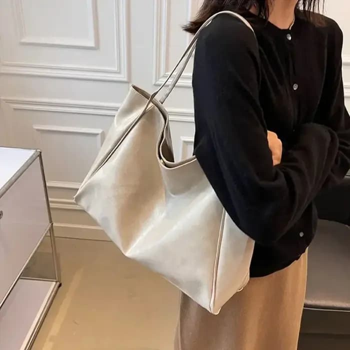 Sac fourre-tout en cuir PU souple pour femme