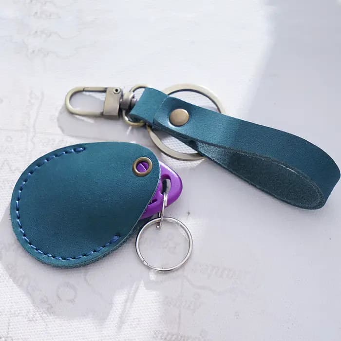 Étui pour carte d'accès en cuir, accessoires de porte-clés Anti-perte et Anti-chute, porte-clés en cuir avec anneau de porte-clés