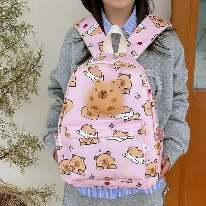 Mignon dessin animé Capybara sac à dos en peluche grande capacité sacs d'école modèle Simple livre sac Kawaii GirlSchool sac à dos Mochila Mujer