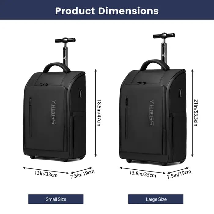 Valise cabine 20 pouces à roulettes avec fonction sac à dos