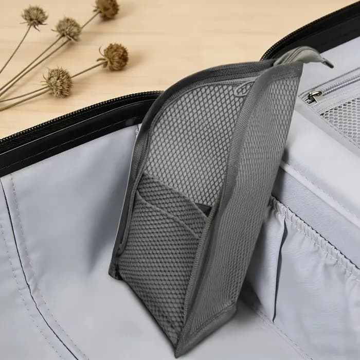 Trousse de Maquillage Verticale Pliable et Suspendable, Pochette de Voyage pour Brosse à Dents, Dentifrice et Nettoyant Visage