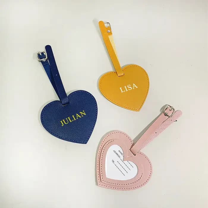 Étiquette de bagage personnalisée en cuir PU avec nom et lettres DIY