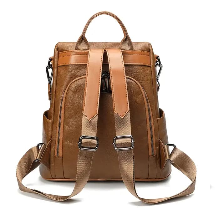 Sac à dos antivol marron pour femme