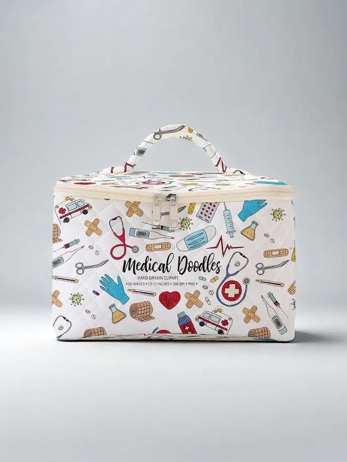1 pièce, cosmétiques de voyage portables avec motifs de fournitures médicales