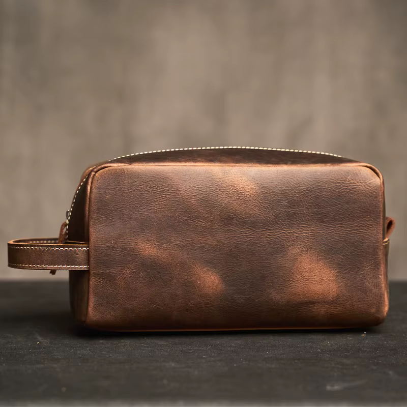 Grand sac à cosmétiques de voyage en cuir véritable pour femmes, organisateur de maquillage, trousse