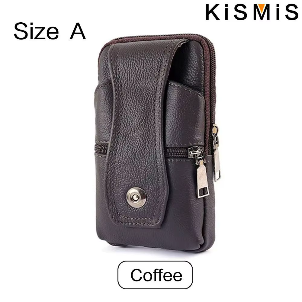 KISMIS-Sac banane en cuir pour homme, sac de ceinture de grande capacité, sac banane multifonction, 