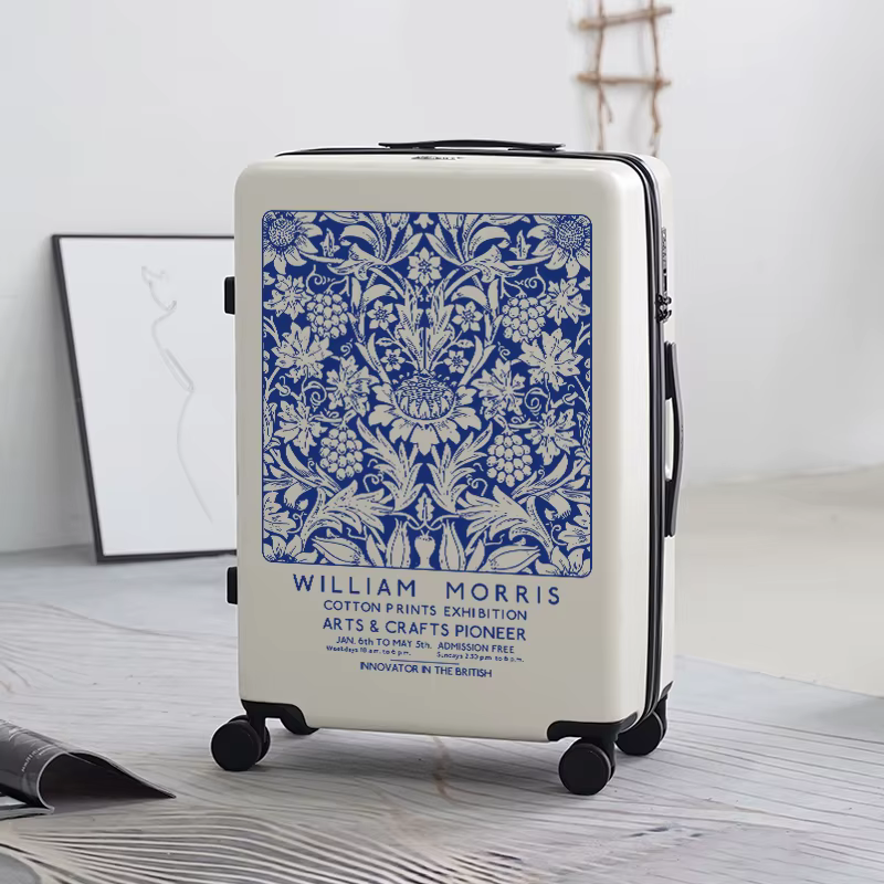 Valise à roulettes à fermeture éclair pour femme, impression artistique, style japonais frais, beau,