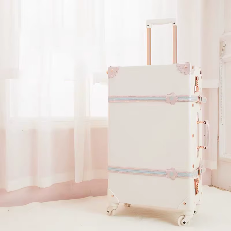 Valise de voyage de luxe vintage avec sac à main pour femme, chariot en cuir Chancelier, bagage à ro
