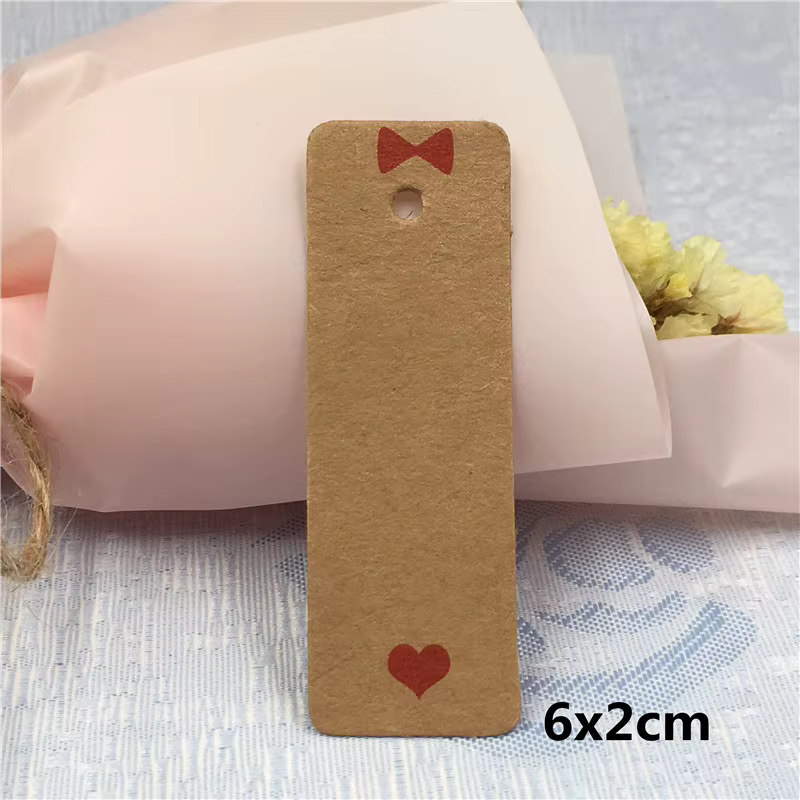 100 pièces 6*2 cm bricolage étiquettes en papier Kraft étiquette de tête bagages fête de mariage boî