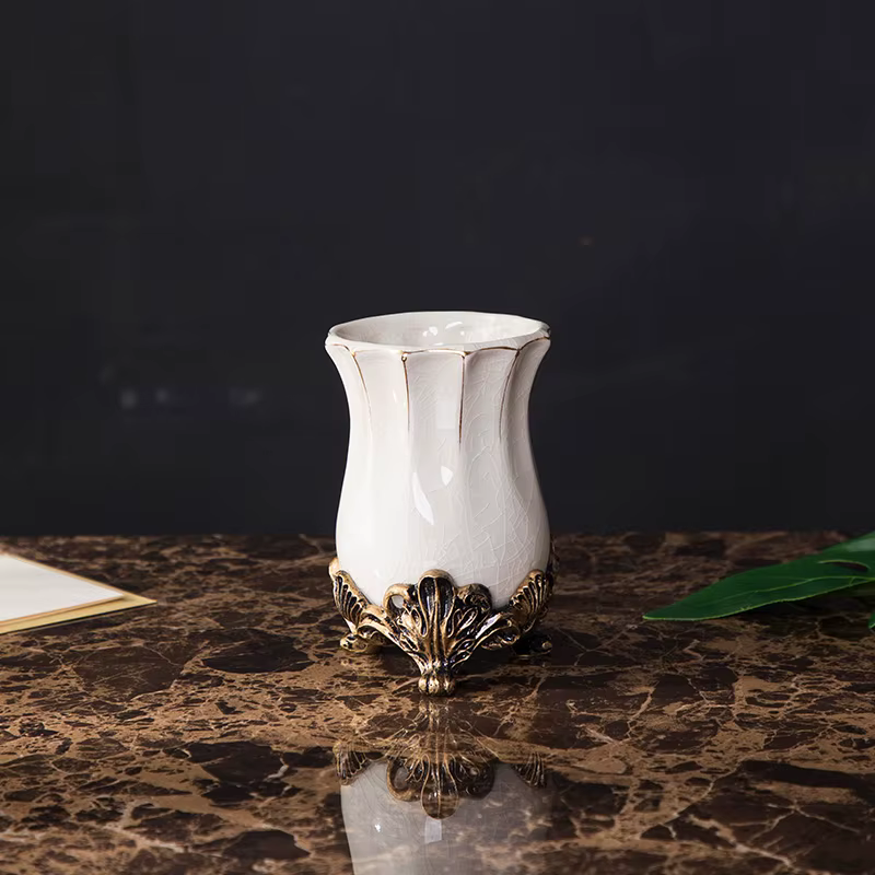 Ensemble d'accessoires de salle de bain en céramique rétro HOSet, bouteille de gratitude, porte-bros