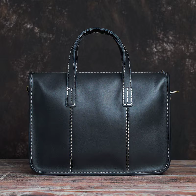 NUPUGOO – serviette d'affaires en cuir véritable pour hommes, sac à main décontracté de bonne qualit