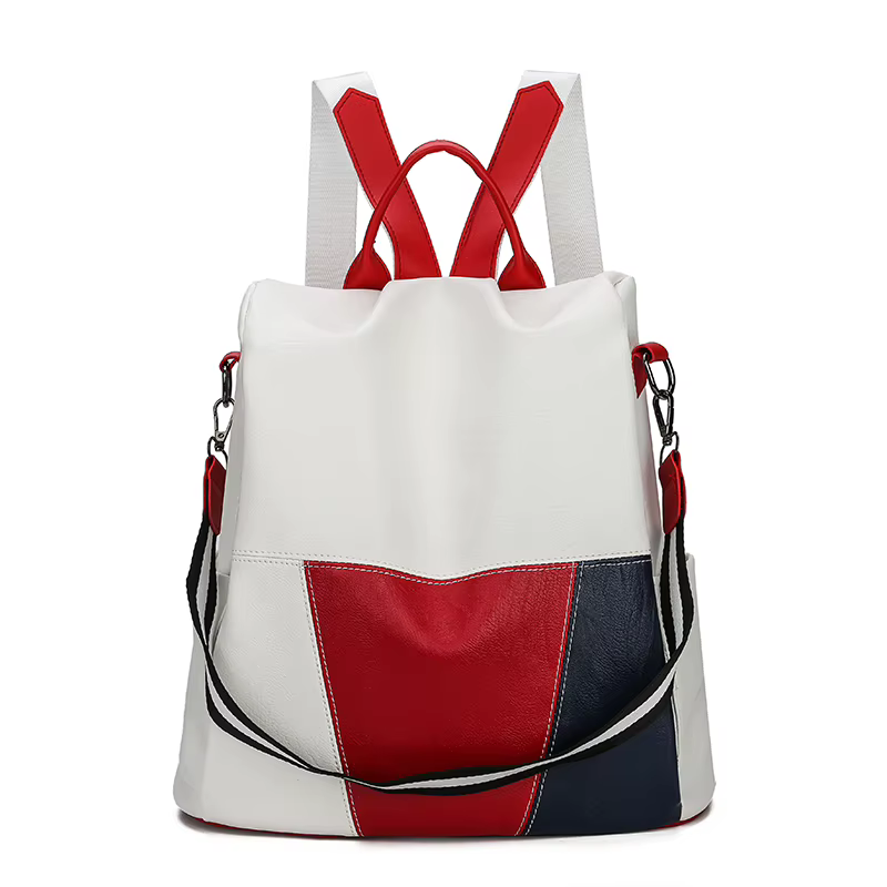 Sac à Dos Multifonctionnel en Cuir Blanc pour Femme, Cartable d'École pour Adolescentes, pour Voyage