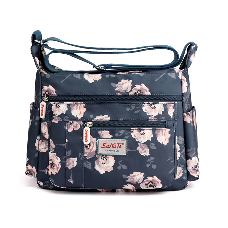 Sac à main multi-poches pour femmes, sac à main en nylon, tissu durable, motif floral, haute qualité