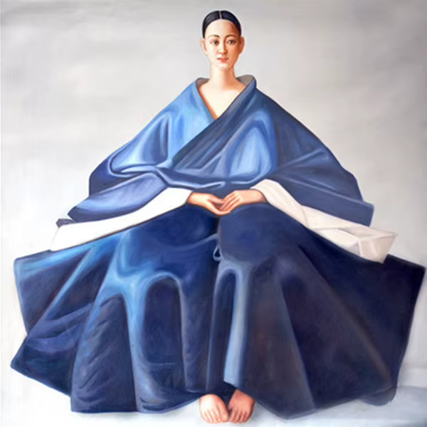 Robe traditionnelle femme Portrait toile peinture mur Art vintage Noble dame affiche et impressions 