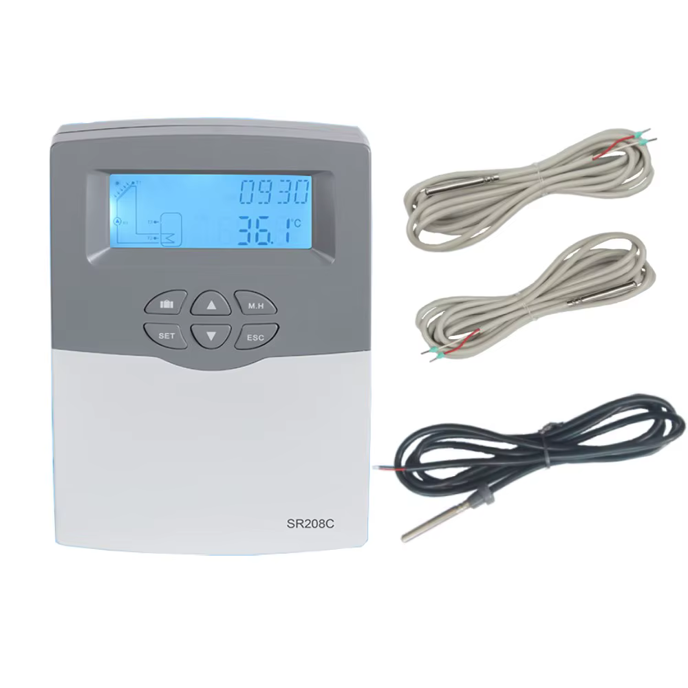 Contrôleur de chauffe-eau solaire SR208C avec 3 capteurs, contrôle de pompe, antigel OCFR, thermosta
