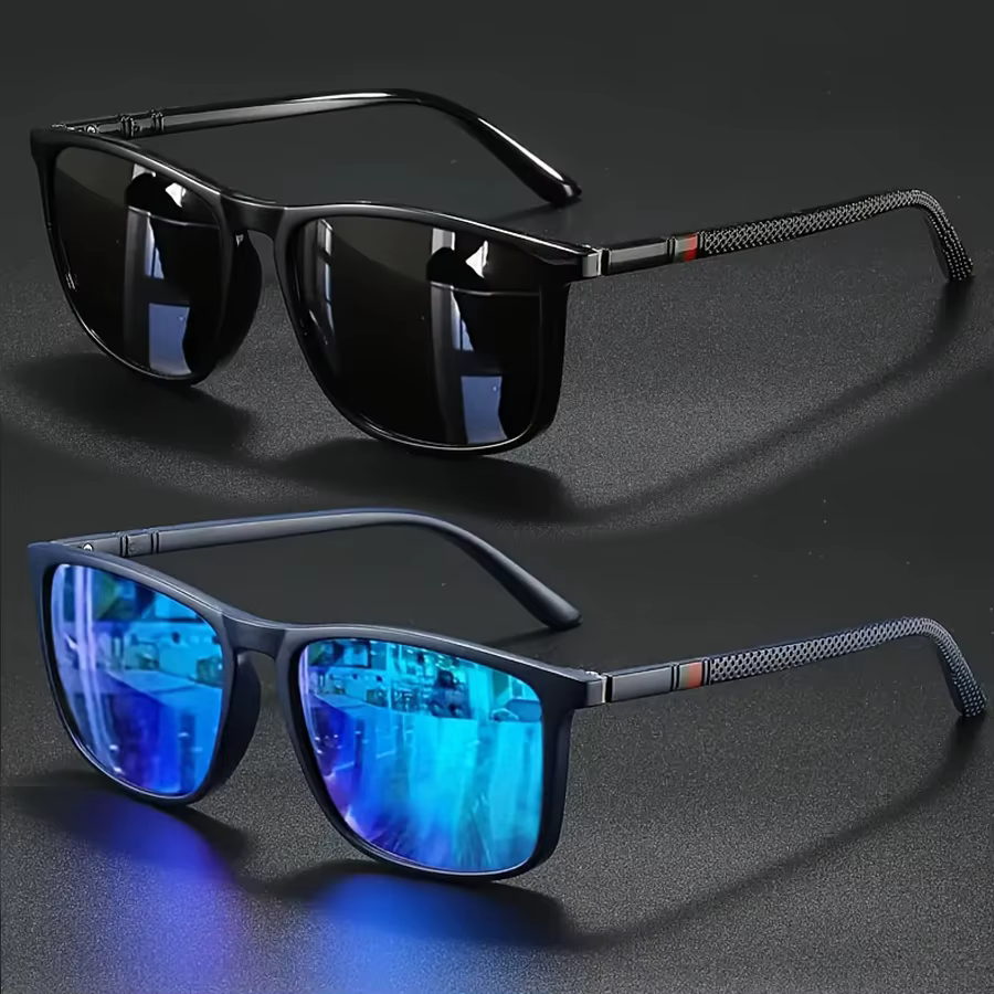2/3 paires de lunettes de soleil de luxe carrées vintage pour hommes et femmes, idéales pour le cycl
