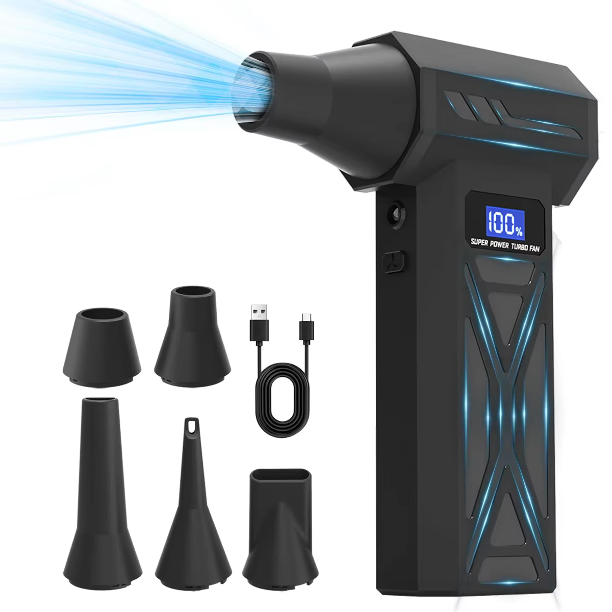 Nouveau souffleur d'air P70 ventilateur à Jet réglable à 4 vitesses avec lumière LED et batterie d'a
