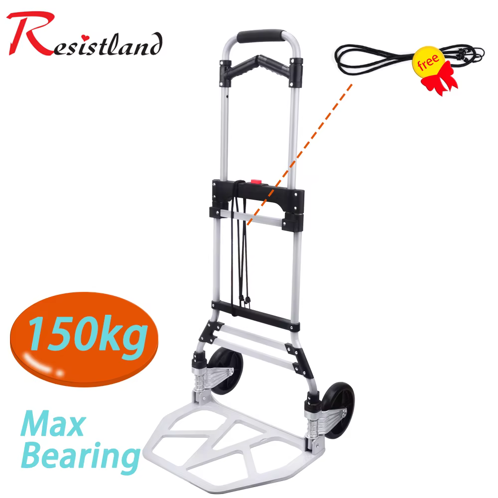 Chariot pliable à roulement de 150KGS pour bagages, chariot pliable et Portable en aluminium pour vo