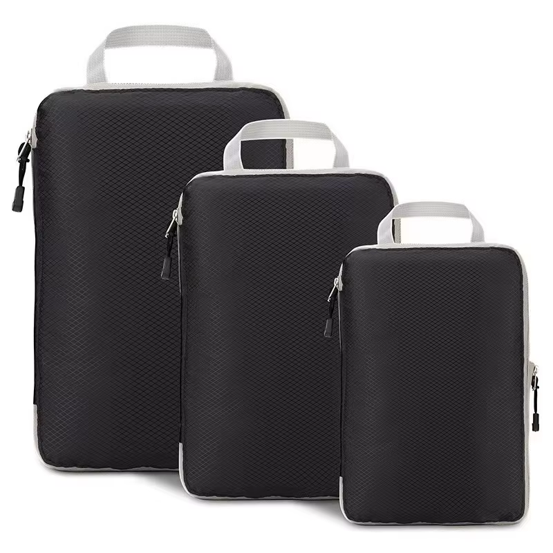 Ensemble de sacs de rangement de compression de voyage trois pièces organisateur de bagages à domici