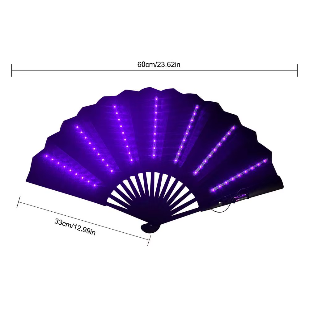 Ventilateur lumineux pliable à LED, accessoires pour spectacle nocturne, Halloween, Noël, Rave Festi