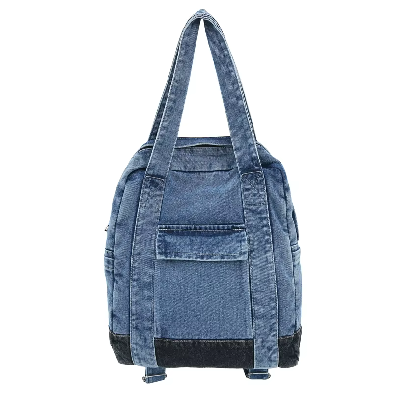 Sac à dos en denim de style basique pour femmes, décontracté, polyvalent, fermeture éclair, mode amé