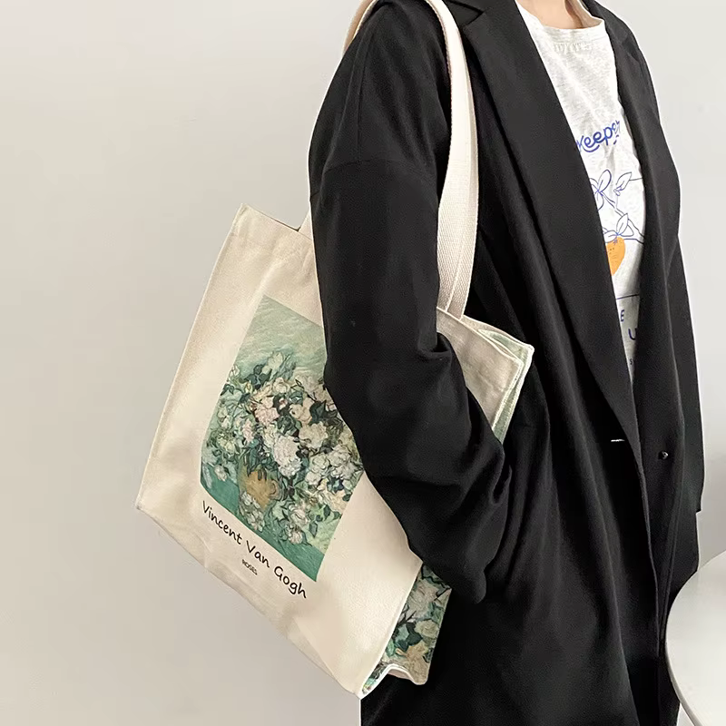 Sac à bandoulière en toile Extra épaisse pour femmes, Van Gogh Morris, Vintage, peinture à l'huile, 