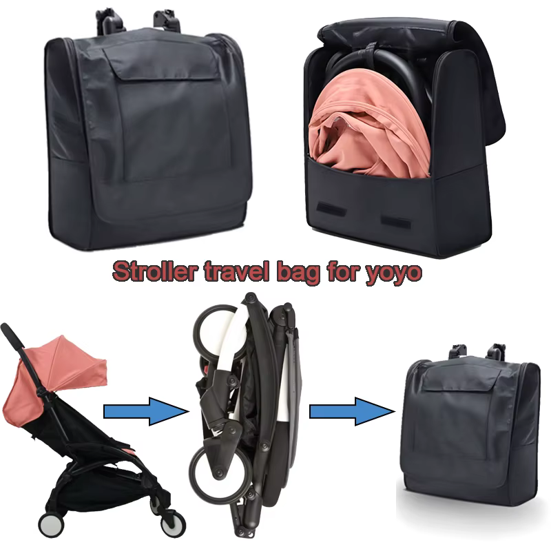Sac à dos de voyage imperméable pour poussette, sac de rangement épais, sac d'avion noir, convient a