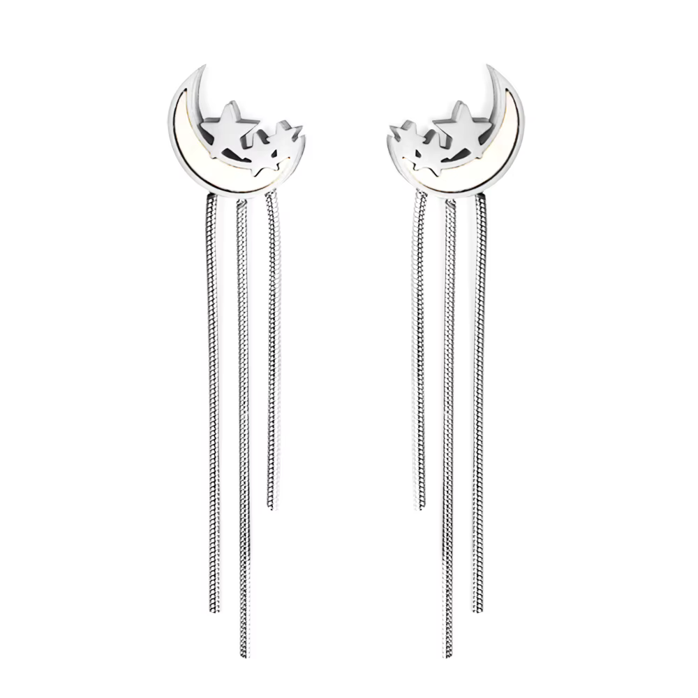 Boucles d'oreilles pendantes ASONSTEEL en acier inoxydable couleur or, motif coquillage, lune et éto