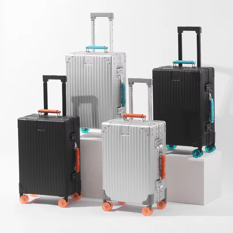 Valise en alliage aluminium-magnésium 20 pouces, bagage à main avec serrure, valise à roulettes avec
