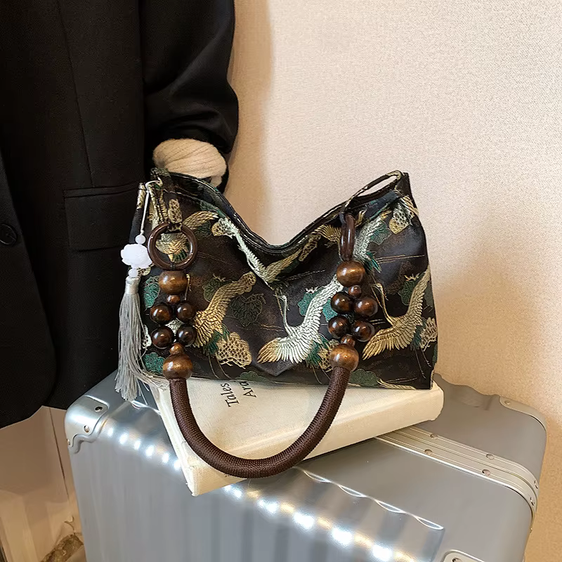 Sacs à bandoulière pour femmes, nouvelle collection printemps 2026, style ethnique brodé, avec pompo