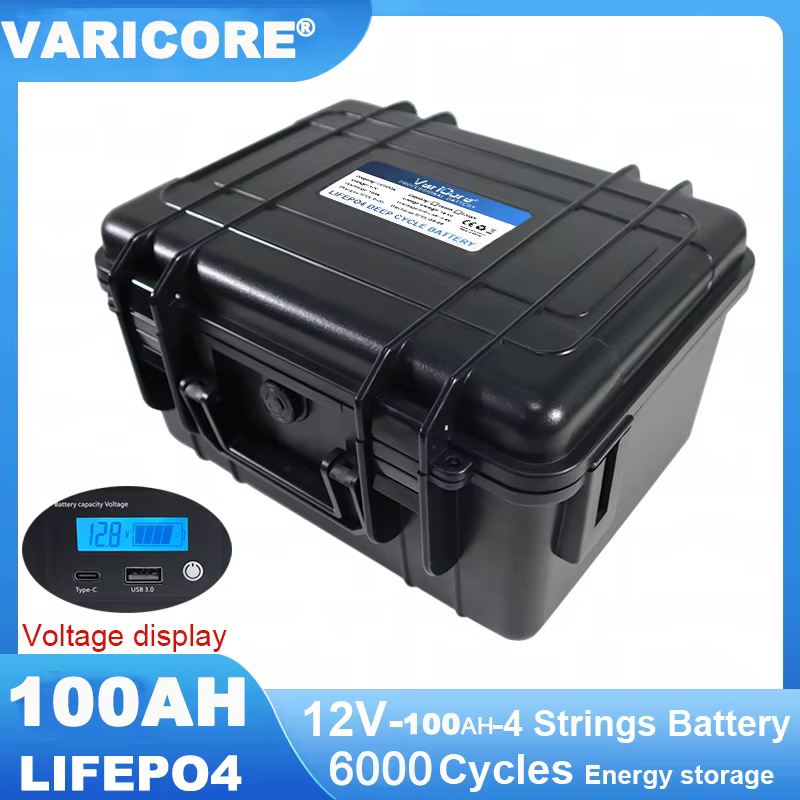 Batterie LiFePO4 12V/12.8V 150Ah 100Ah 4S multifonctionnelle portable en valise pour voiturette de g